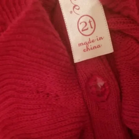 Cherokee | Solid Red | Ruffle Front | Cardigan Sweater | Size: 2T - Picture 7 of 15